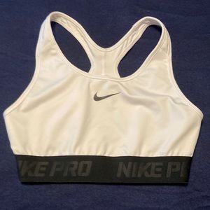 Nike White and Black Sports Bra